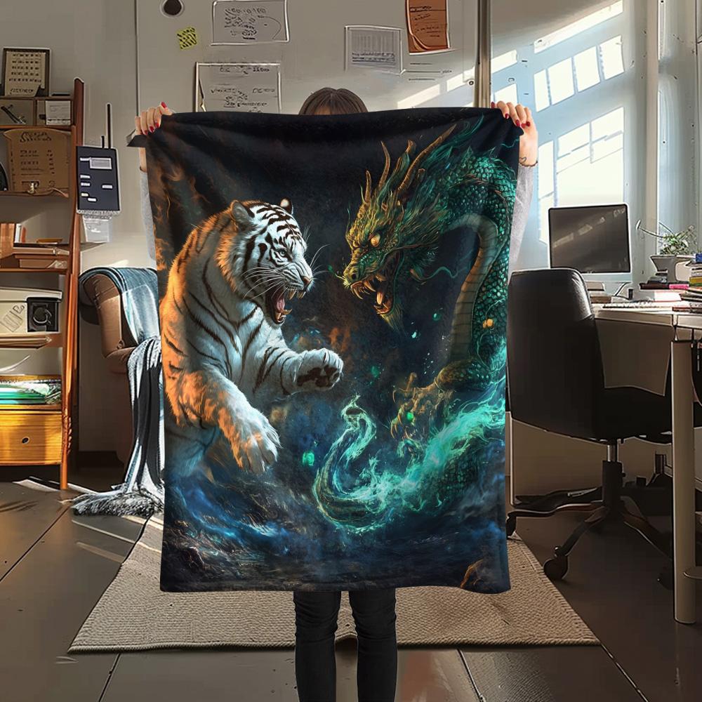 White Tiger  Print Flannel Blanket, High quality Comfortable for All Seasons, Home Decor, Warmth and Comfort