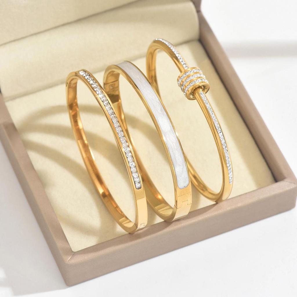 Elegantes Zirkonarmband - Weißer Titanstahl für Damen