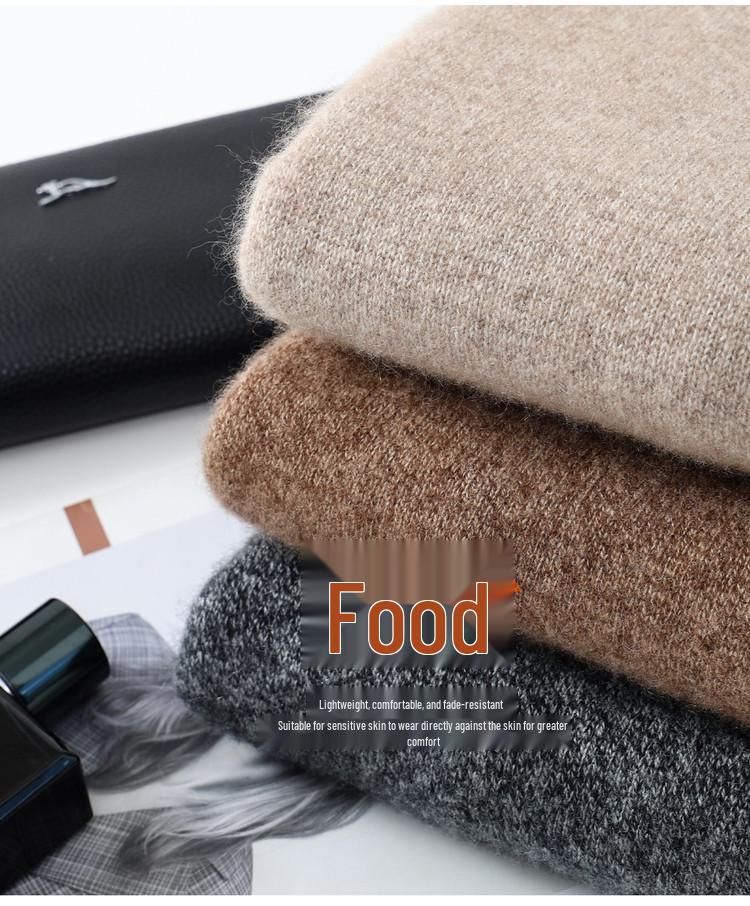Men's Thick Heather Yarn Cashmere Sweater - Half-High Collar, Light Luxury, Warm for Autumn/Winter, New Style Knit Base Layer