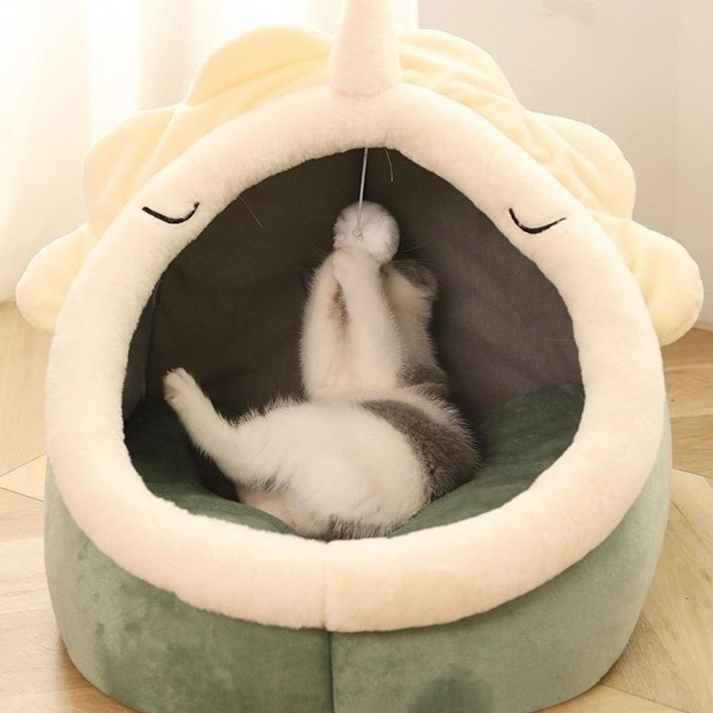 Deep Sleep Cat Bed Cartoon Pet Bed Foldable Removable Washable Pet Sleeping Bed for Small Dog Cats Mat Bag Cave Washable