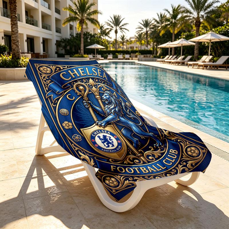 Chelsea FC Print Beach Towel Design, Soft, Lightweight. for Home Bathroom, Spa, Pool, Yoga, Surfing, Camping, Gift for Family, Friend