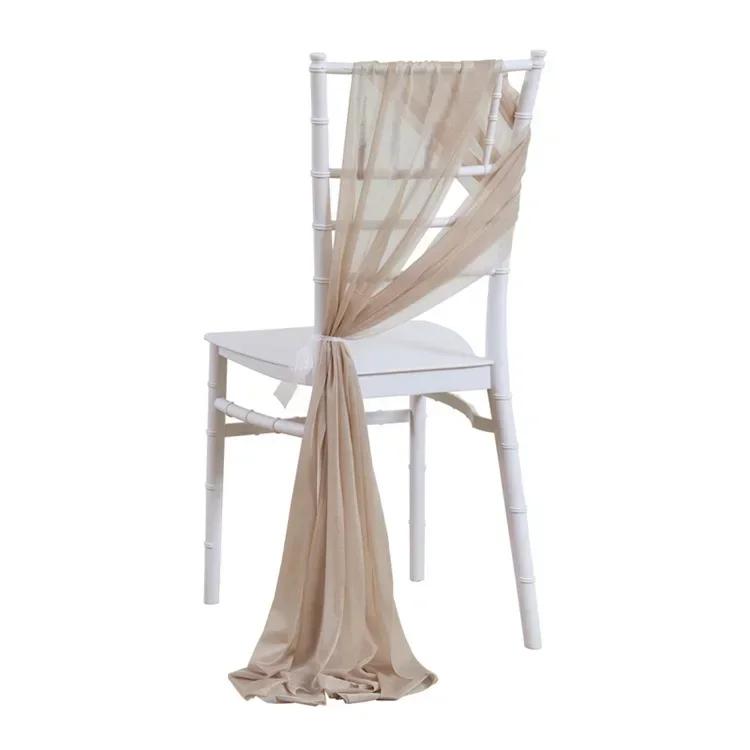 10/50 ks 17x250cm Šifonové mašle na židle Svatba Židle Baby Shower Potahy Stuha Svatba Párty Banket Akce Ulička Židle Dekorace