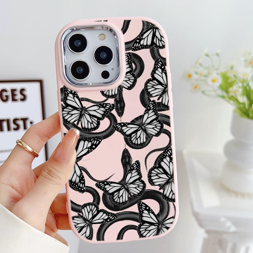 LZ5 Butterfly Black Gold Snake Soft Phone Case for Samsung S24 Ultra S23 Plus S21 FE A16 A54 A52 A06 Infinix Hot 40 Lens Protection Shockproof Cover
