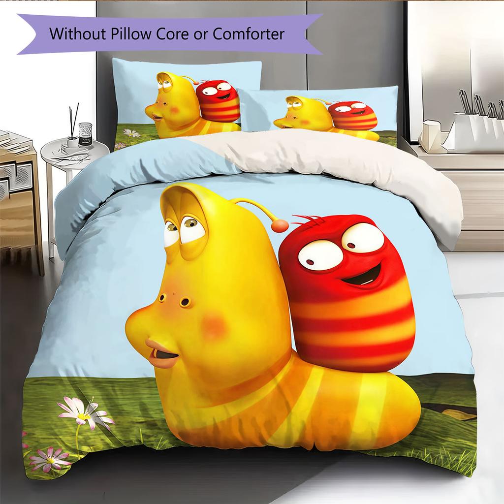 Larva Pattern Bedding Home Decoration Birthday Gift ( 1 Duvet Cover + 2 Pillowcase, Without Core),fan Merchandise.