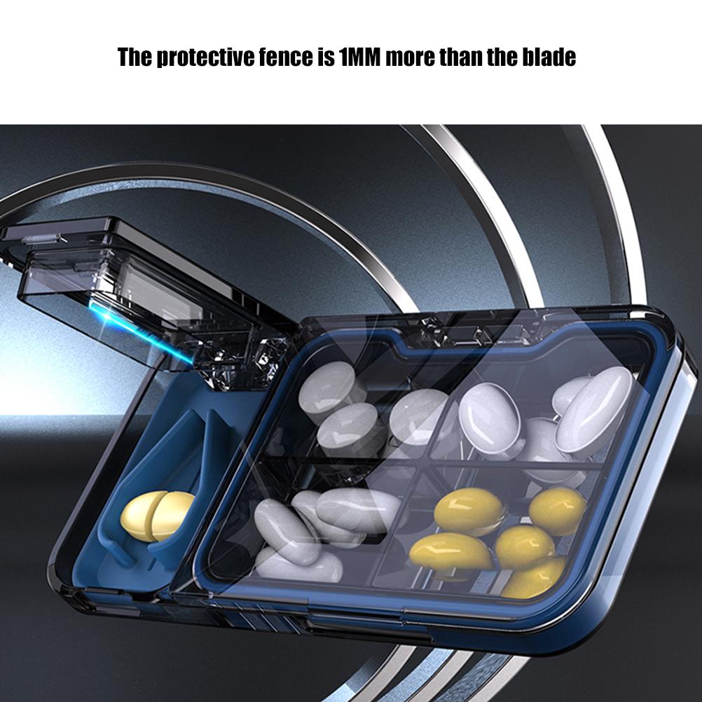 Pill Cutter Splitter for Small or Large Pills Four Grid Pill Organizer for Tablet Vitamin and Big