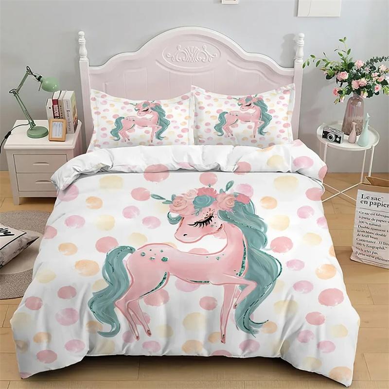 Cartoon Ballet Dancing Girl Duvet Cover Set Princess Twin Size Bedding Kids Nordic Bed Cover 150x90 Queen King