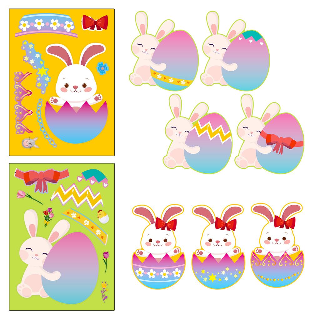 6 Sheets Easter Stickers Make Your Own Easter Eggs Bunny Make A Face Sticker Kids Party Favor Gifts Children DO IT YOURSELF Puzzle Playthings
