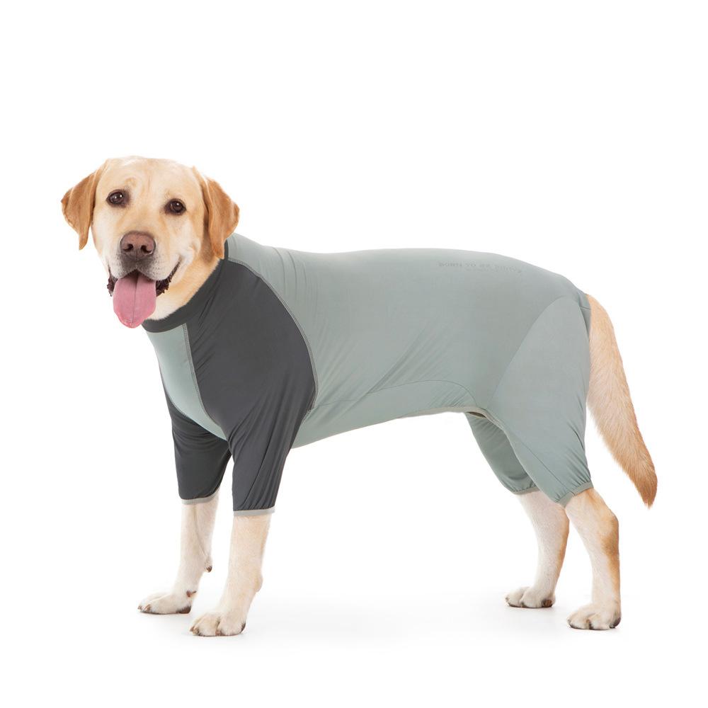 

Polyester Dog Clothes Sun-protective Clothing for Large Dogs Four-legged Puppy Summer T-shirt Pets Products Accessories back length 50cm сірий