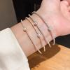 Minimalist Zircon Pearl Double Layer Bracelets For Women With Geometric Design