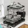 Multiurpose 360° Rotating Kitchen Dish Drying Storage Rack with Double Layer Designs Portable Accessory for Easy Use