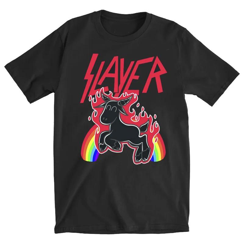 2024 Summer Fashion Men Print Slayer T Shirt O Neck Short Sleeve Band Casual T-shirt Oversize Loose American Street T-Shirt