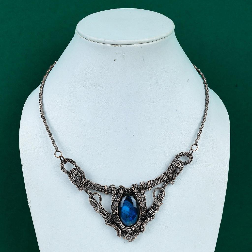 Labradorite necklace copper wire wrapped handmade necklace dainty gemstone jewelry wire wrapped necklace stylish jewlery gift for girlfriend