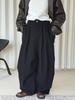 Xu Man Women's Retro Wide-Leg Casual Pants - Solid Color Slimming Style
