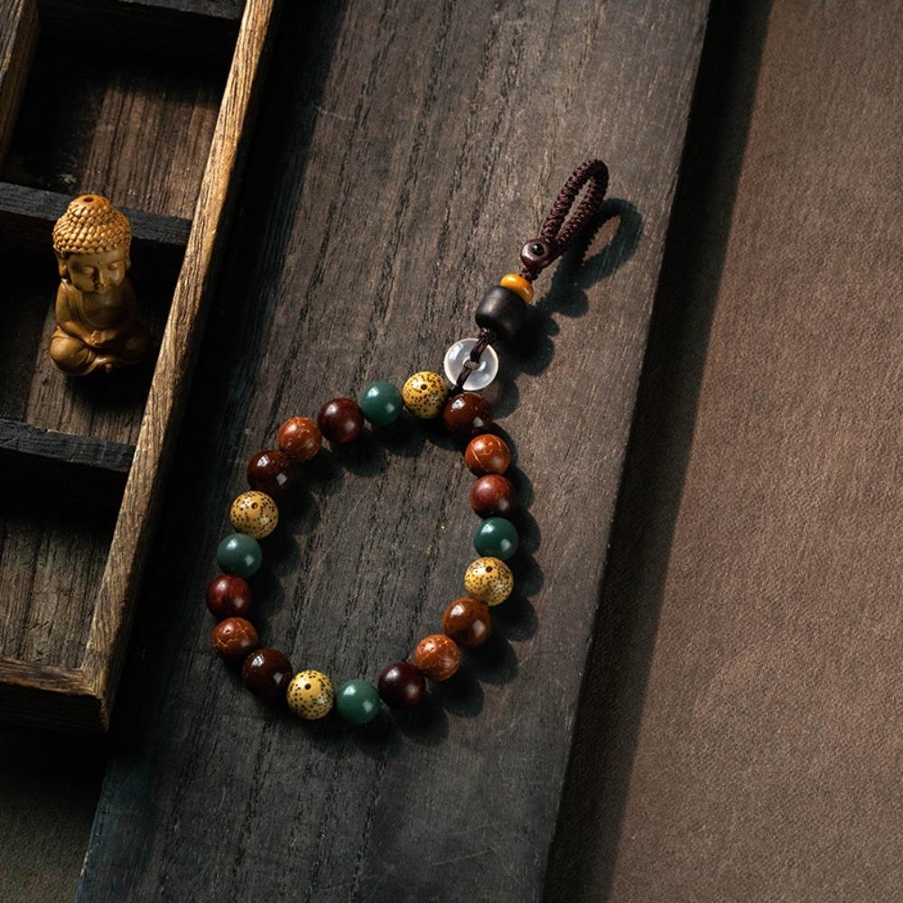 Charm Holzperlenanhänger Tibetische Perlen Schlüsselband Kreativer Autoschlüsselanhänger Rucksackdeko