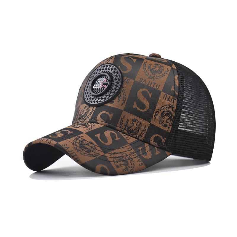 

New outdoor trendy embroidered S baseball cap men s and women s plaid cap mesh hat fashion hat M（56-58cm）