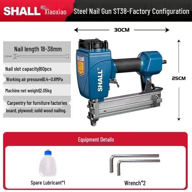 Powerful Pneumatic F30 Brad Nailer - No Jam, Continuous Fire for Woodworking