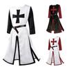 Medieval Vintage Cross-print Long Tunic Men's Costume Robe Belt Classic European-style Stage Festival And Halloween Costume