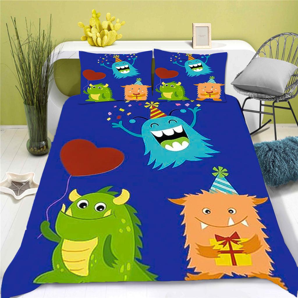 Cartoon Little Monster Duvet Cover Cartoon Girls Like Home Pillowcase Set Adult Bedroom Children Comforter Bedding