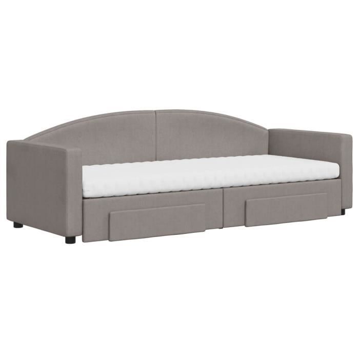 VidaXL Daybed with Trundle and Drawers Taupe 80x200 Cm Fabric 3197240