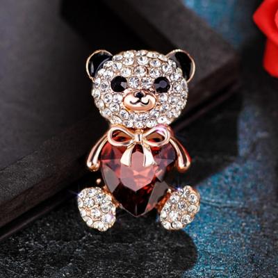 Crystal Bear Brooch, Fashionable Diamond-encrusted Animal Corsage, Cartoon Creative Pin, Clothing Accessory