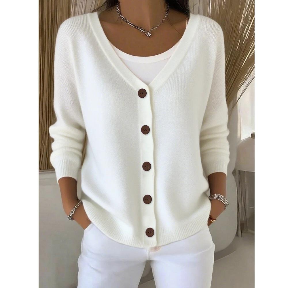 Women Single Breasted V-neck Long Sleeve Sweater Cardigans Coats Long Sleeve Knitted Outerwear Jackets