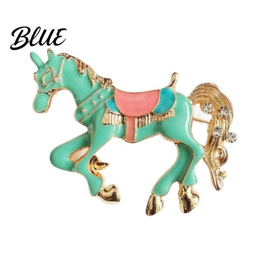 Colorful Animal Brooch Horse Multi-Color Enamel Edges Cartoon Design