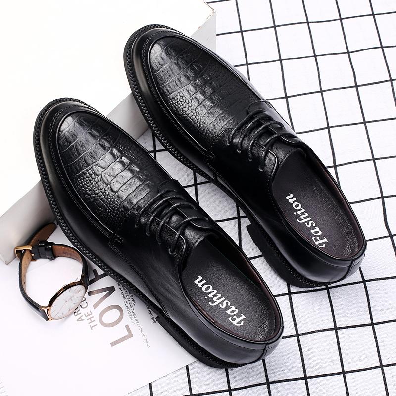 Fashion Luxury Brand Men Casual Flats Genuine Leather Business Oxford Shoes Antiskid Gentleman Shoes Crocodile Pattern Formal Dress Shoe