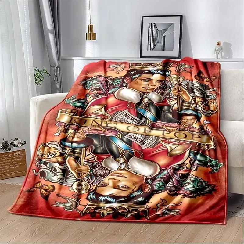 Custom Pop Music Michael J-Jackson Printed Flannel Blanket , Warm Soft Cozy Blanket Flannel Livingroom Home Decor Birthday Gi
