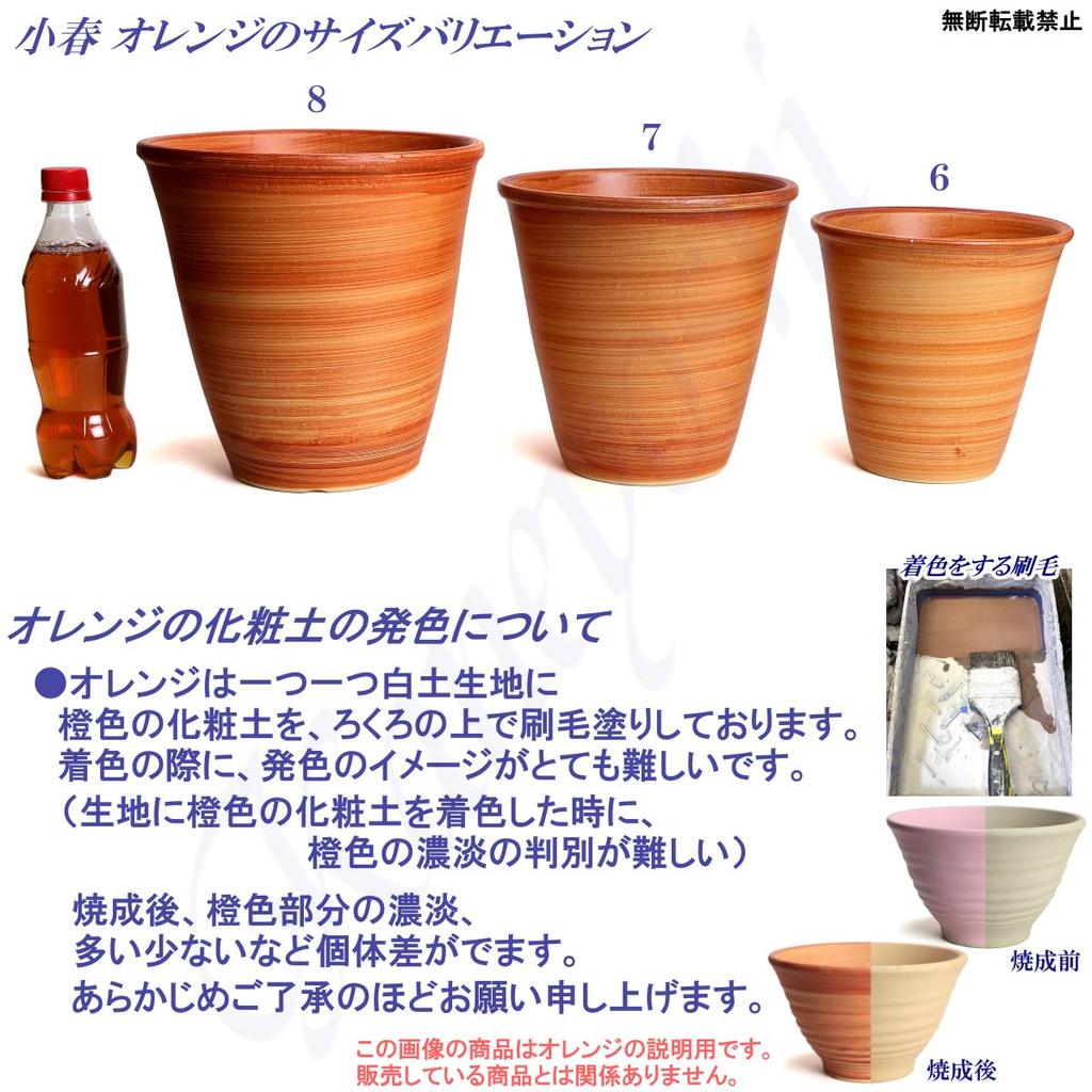 KANEYOSHI Ceramic Flower Koharu with Made In Japan with Reliable Domestic Quality Mikawa-yaki Pot, (Koharu), Orange, No. 8, Plate,