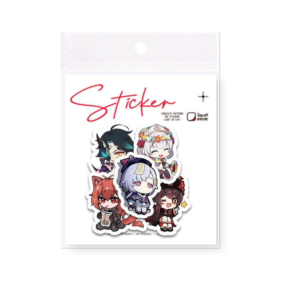 120ks nálepek s postavou Genshin Impact, periferní dekorace s motivem karikatury pro svépomocné obaly na mobilní telefony a plánovače – vodotěsné nálepky