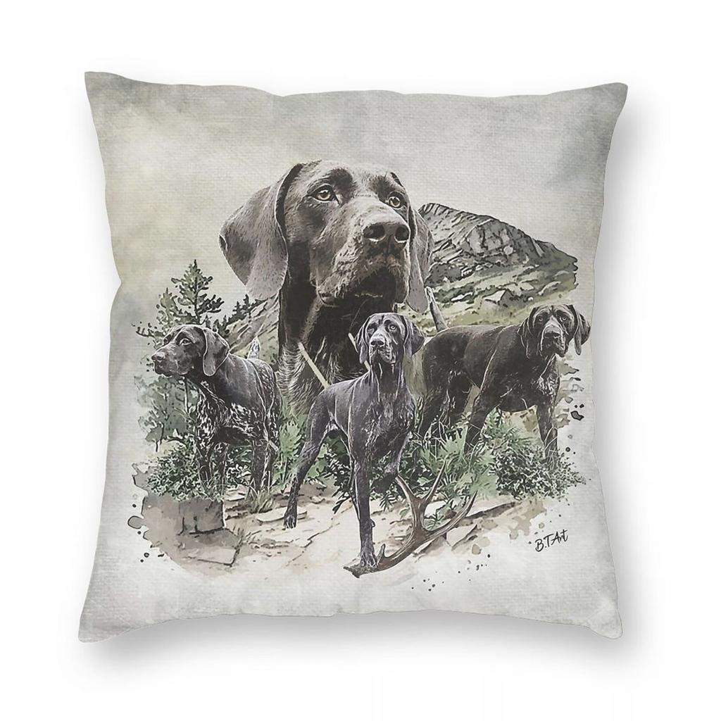 German Shorthaired Pointer Square Pillowcase Polyester Linen Velvet Printed Decor Throw Pillow Case Sofa Seater Cushion Cover