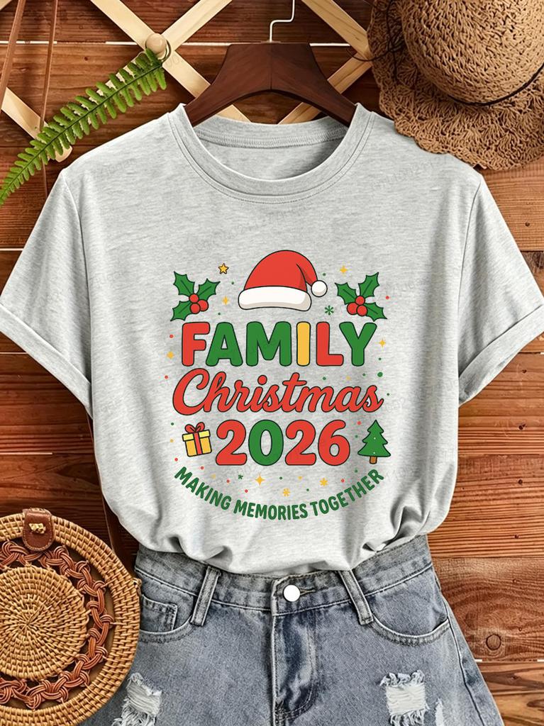 Familien-Weihnachts-Crew 2026 Druck T-Shirt Gemeinsam Erinnerungen schaffen Lustiges passendes Feiertags-T-Shirt Familientreffen Weihnachten Geschenk Oberteile