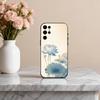 E-Emerald W-White Lotus Phone Case For Samsung S25,24,23,22,30,21,10,9,Ultra,Plus,Lite,FE,4,5 G Soft Black Case