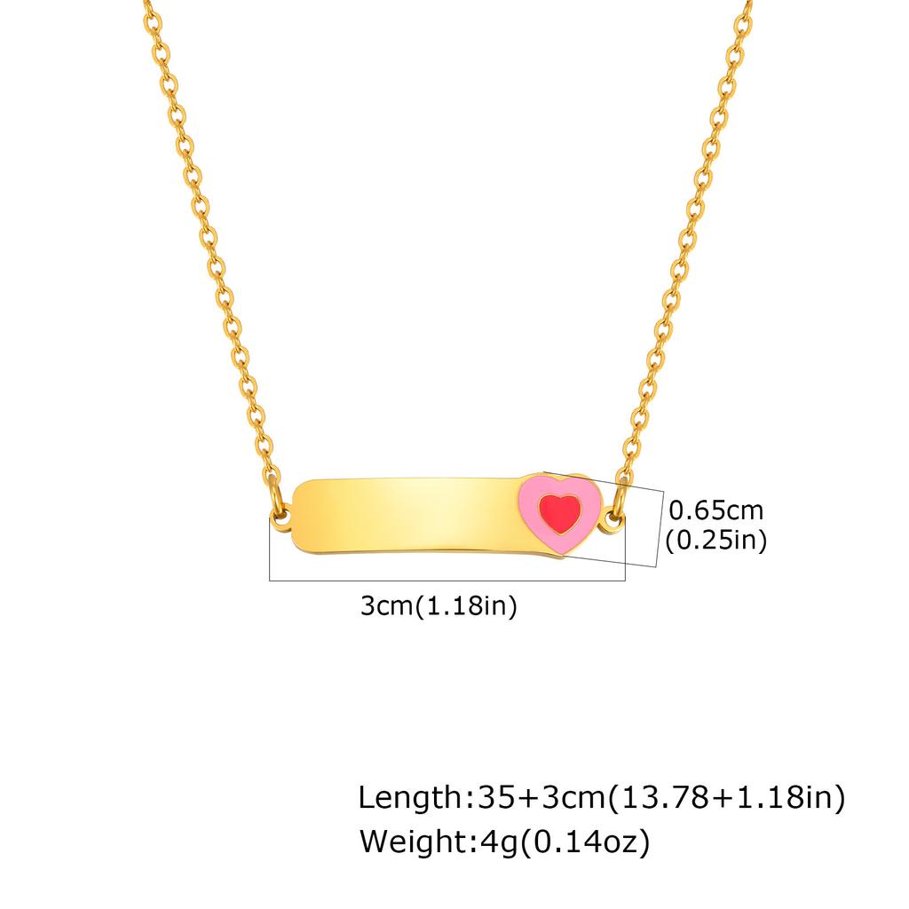 Letterable Personalized Stainless Steel Flat Cross Chain All Light Bending Brand Corroded Epoxy Heart Children'S Necklace Nc-1943