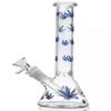 CBDfreaK Water Pipe with Ganja Pattern, Blue Erlenmeyer Flask, 27cm Tall, Glass Bong, Bongu Smoking Accessory, Water Pipe
