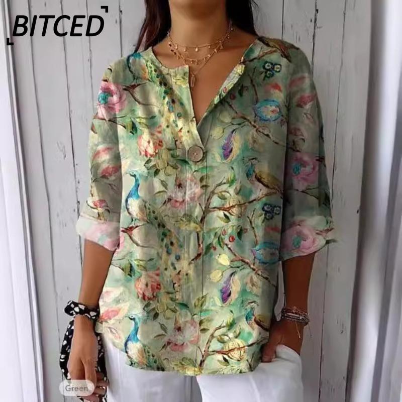 BITCED Women's Fashion Casual Short Sleeve V Neck Blouses & Shirts