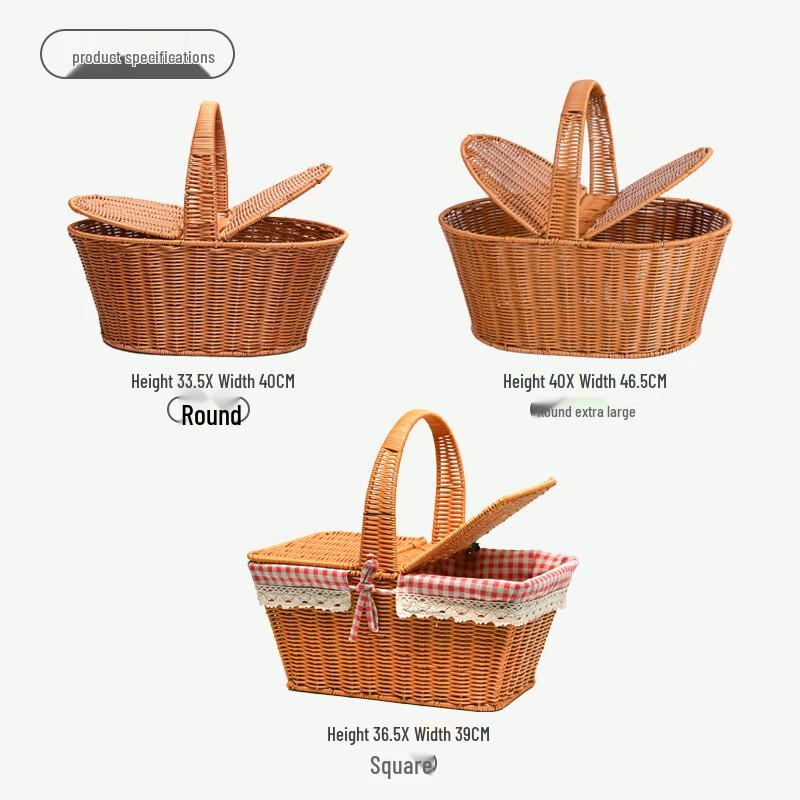 Vintage Woven Rattan Picnic Basket