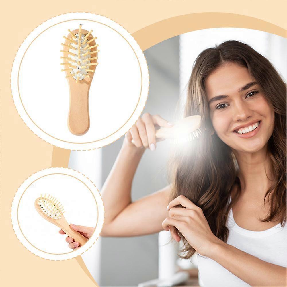 Natural Bamboo Air Cushion Comb Gentle Scalp Massage Reduce Hair Breakage Ergonomic Handle For Long Hair