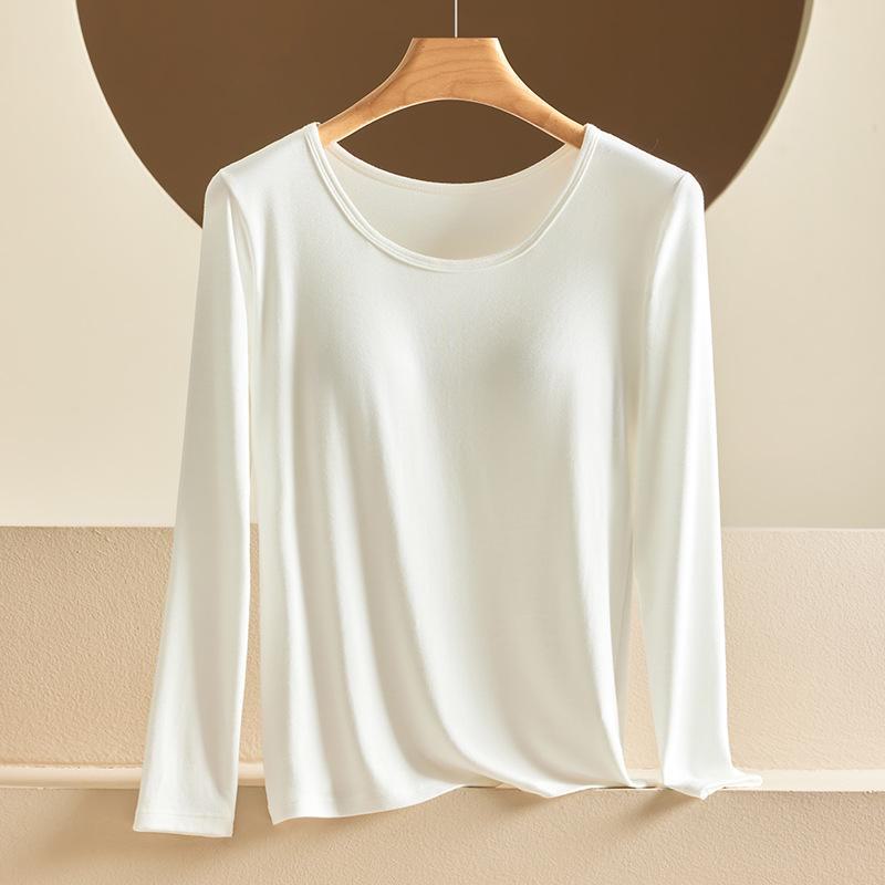 

Женский топ большого размера из модала с длинными рукавами, облегающий, теплая одежда для осени и зимы M белый