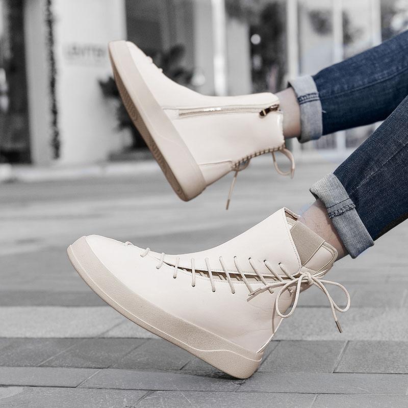 Nová móda vysoké pánské boty osobnost evropská stanice módní boty pánské populární boční zip protiskluzové boty na desku