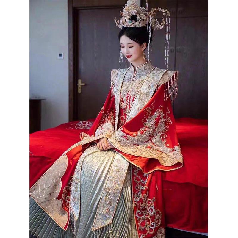 

Size Xiuhe Dress Plus Size Ladies Bride Ming Wedding Clothes Wedding Dress Han Dynasty Fancy New Chinese Wedding Dress Classy Dragon and Phoenix Gown 025. 4XL