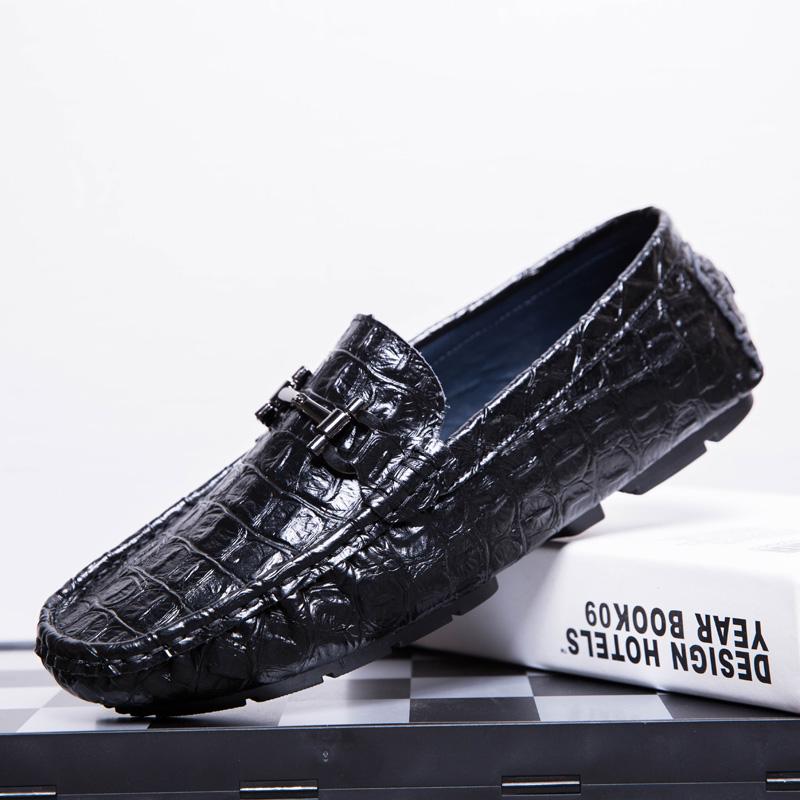 Luxury Crocodile Pattern Leather Men shoes Black Casual Business Shoes Moccasins Breathable Light Driving Shoes for Men Loafers