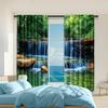 2 Pcs   Versatile Polyester Transparent Curtains for Home Decoration Rainforest Waterfall Natural for Use In Bedrooms and Living