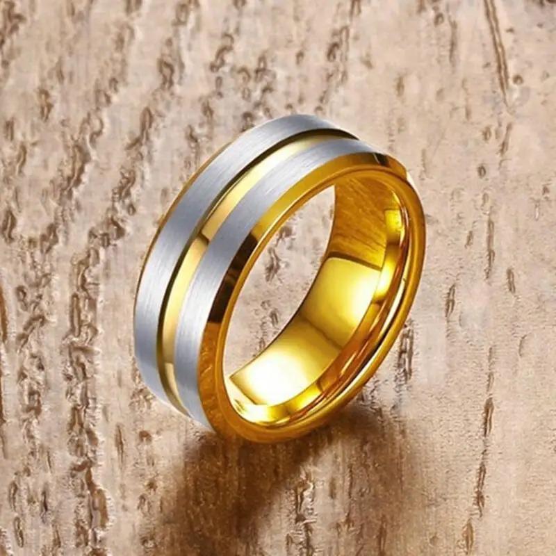 Fashion Couple Rings Luxury Gold Color Women Heart Zircon Wedding Rings Set Men Stainless Steel Ring Wedding Band Jewelry Gifts