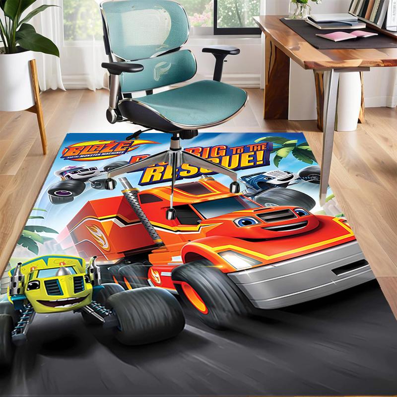 1pc Blaze and the Monster Machines (3) Design Area Rug - Non-Slip, Soft & Cozy Floor Mat for Living Room, Bedroom, Office - Indoor/Outdoor Decorative