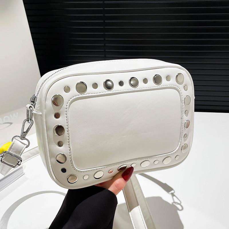 2025 new hot-selling personalized polka dot rivet camera bag niche design simple trend high-end textured messenger bag