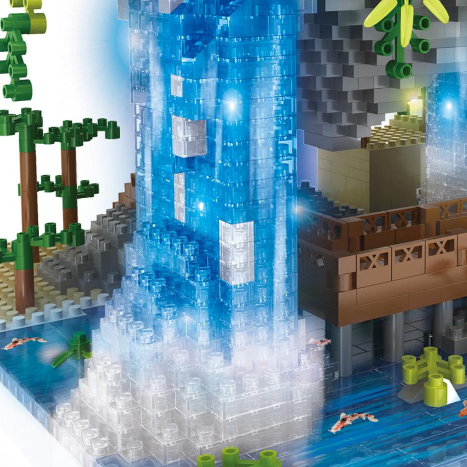 Conjunto de Micro Tijolos com Tema do Lago Taohuatan com Iluminação LED: Brinquedo Adulto Criativo Paisagem Chinesa Clássica Exibição Noturna Única