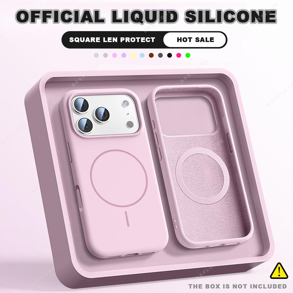 Cute Magnetic Phone Case For iPhone 17 11 12 13 16 Pro Max Air 15 14 16 Plus Magsafe Liquid Silicone Charge Protector Soft Cover