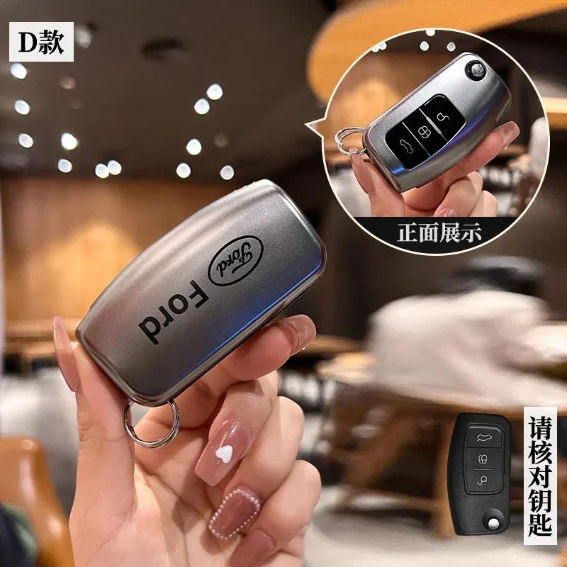 New 2026 Car Sticker For Ford TPU Car Key Case Cover for Ford ST Line Fiesta Focus Fiesta Mondeo Ecosport Kuga Edge Escape Metal