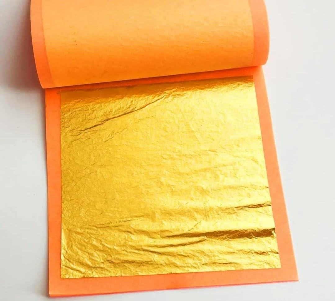 Sgls gold leaf 24k edible pure veg gold leaves 64 size king size 2pc gold vark,varakh for sweets,cake decoration,ice cream,serums,ayurvedic madici